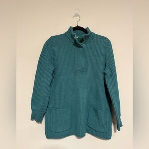 Soft Surroundings Teal Highland Tunic Chunky Knit Sweater Size Petite Medium